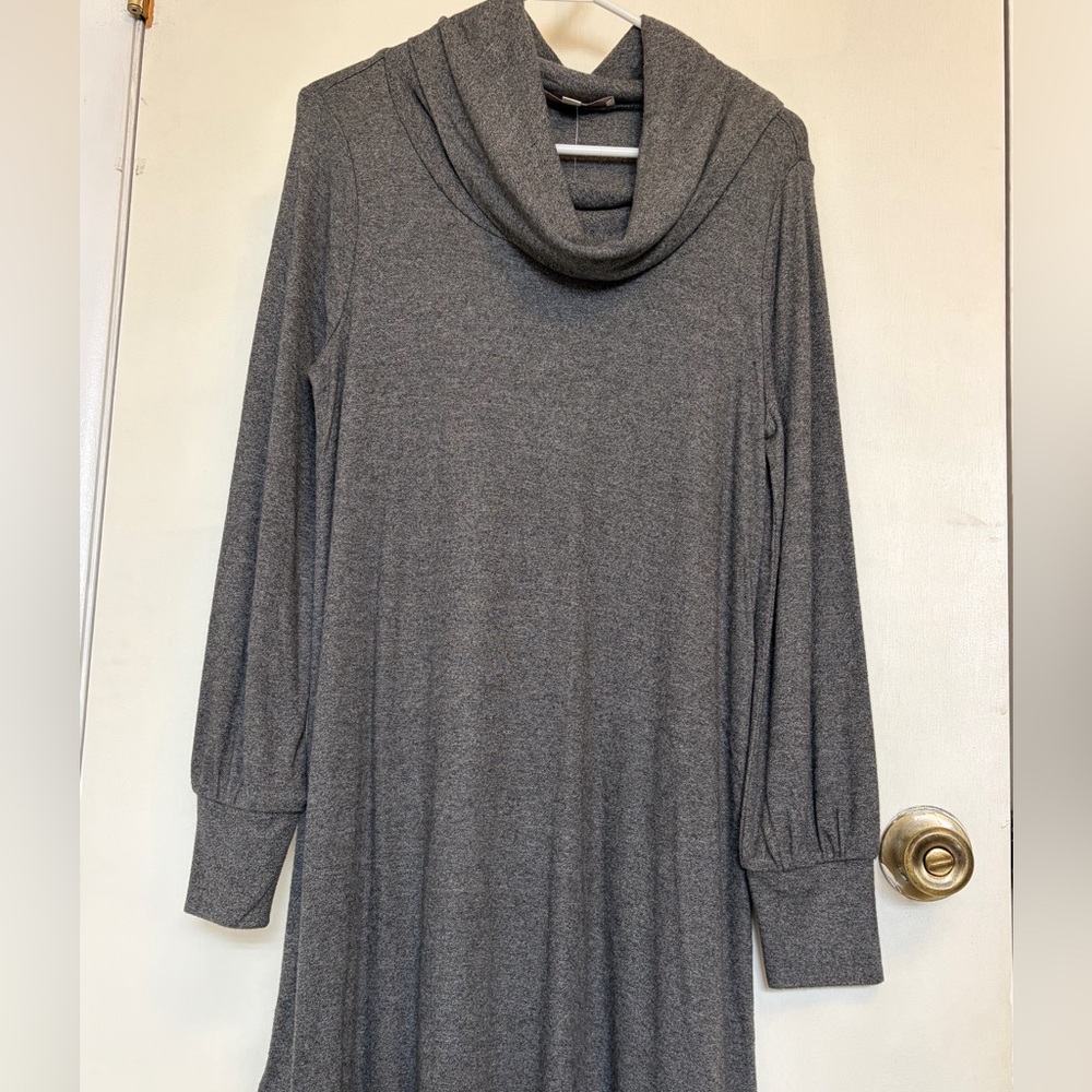 LOFT Charcoal Gray Cowl Neck Knit Dress